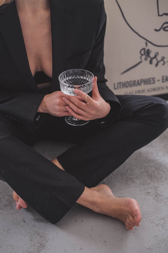 Stylish Photo Girl with a Glass Aesthetics Minimalist